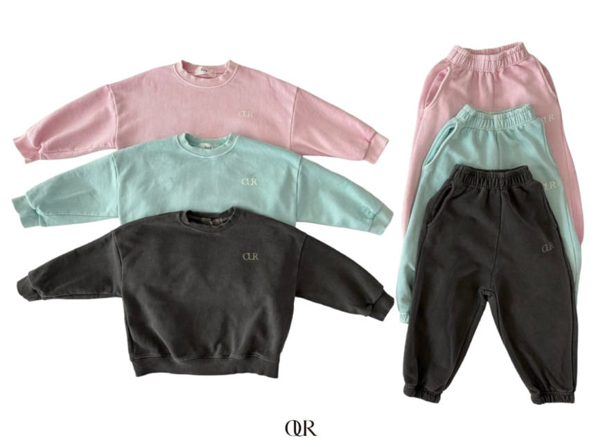 Our - Korean Children Fashion - #prettylittlegirls - Logo Piece dyed Fabric Top Bottom Set - 2