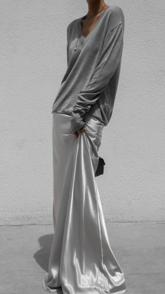 Paper Moon - Korean Women Fashion - #romanticstyle - Silky Satin High Waisted Maxi Flared Skirt - 8