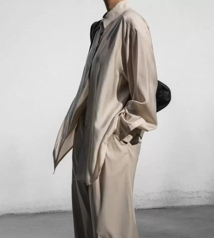 Paper Moon - Korean Women Fashion - #thelittlethings - Sheer Silky Classic Button Down Shirt - 12