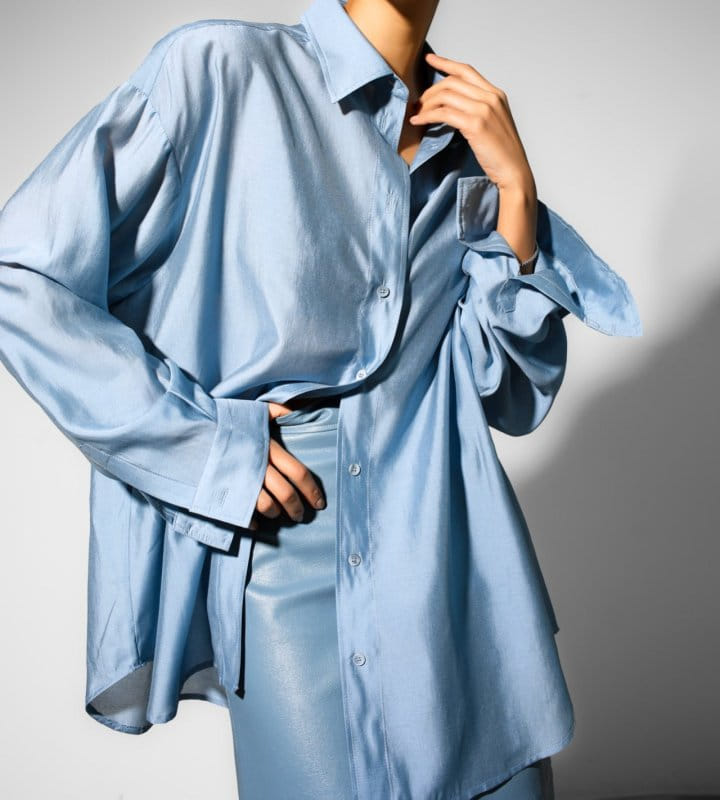 Paper Moon - Korean Women Fashion - #momslook - Sheer Silky Classic Button Down Shirt - 4