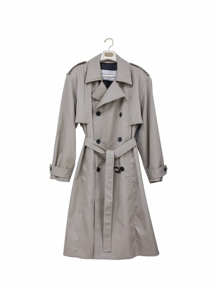 Paper Moon - Korean Women Fashion - #womensfashion - Padded Detail Oversized Double Breasted Trench Coat  - 7