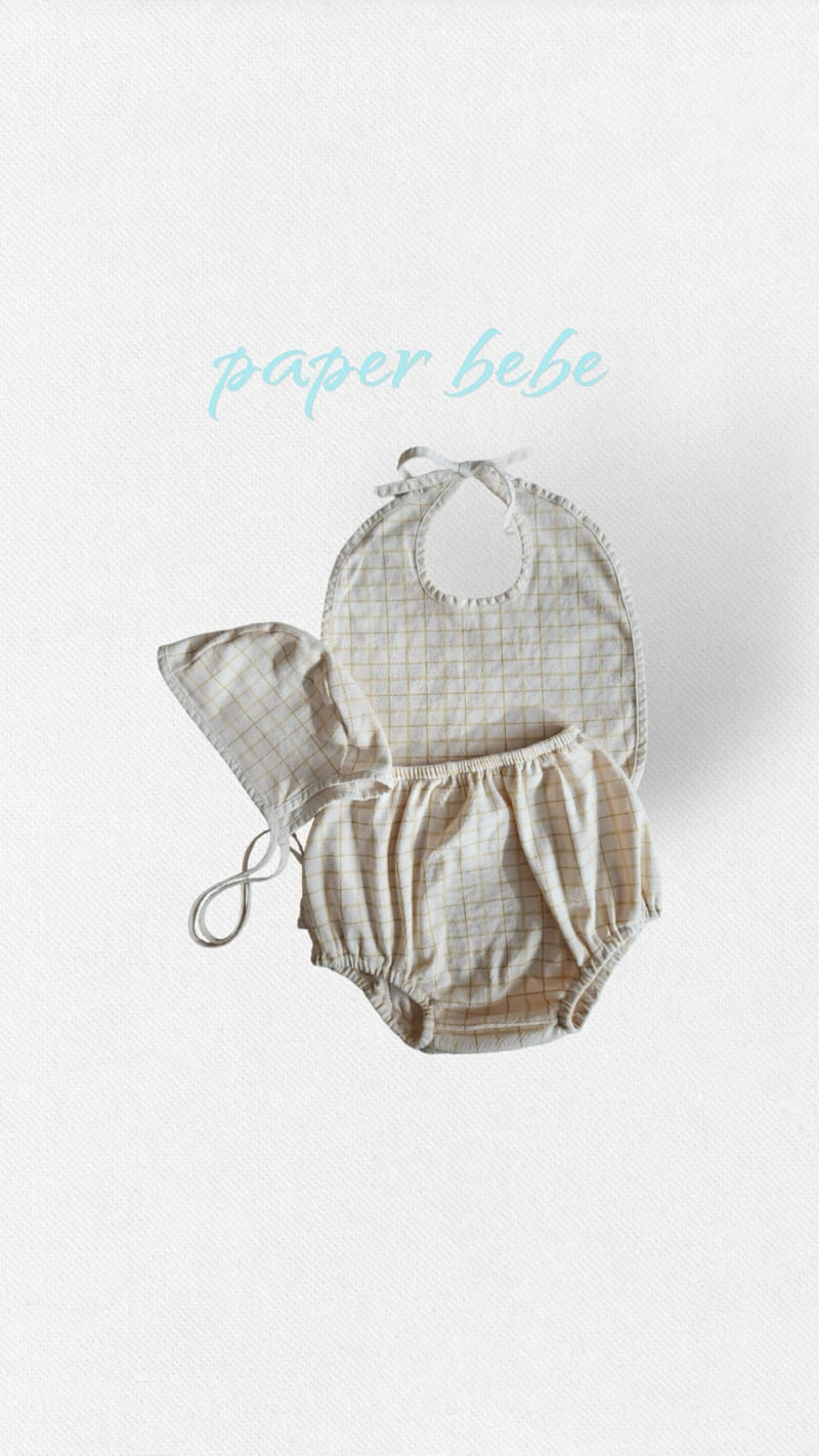 Paper Studios - Korean Baby Fashion - #babyfashion - Check Bourma Bib Set - 2