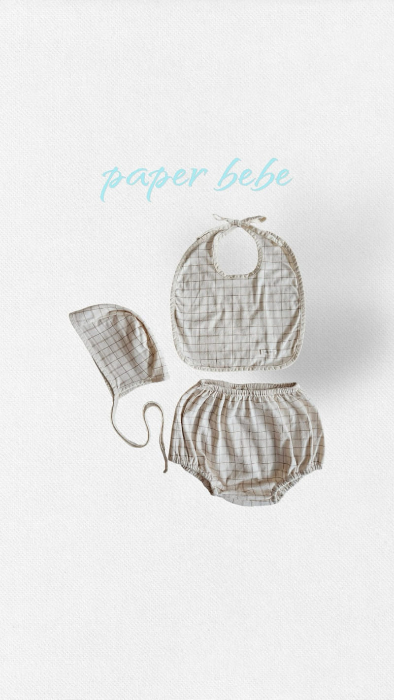 Paper Studios - Korean Baby Fashion - #babyfever - Check Bourma Bib Set - 3