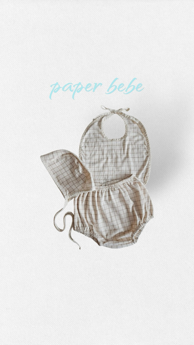 Paper Studios - Korean Baby Fashion - #babyfever - Check Bourma Bib Set - 4