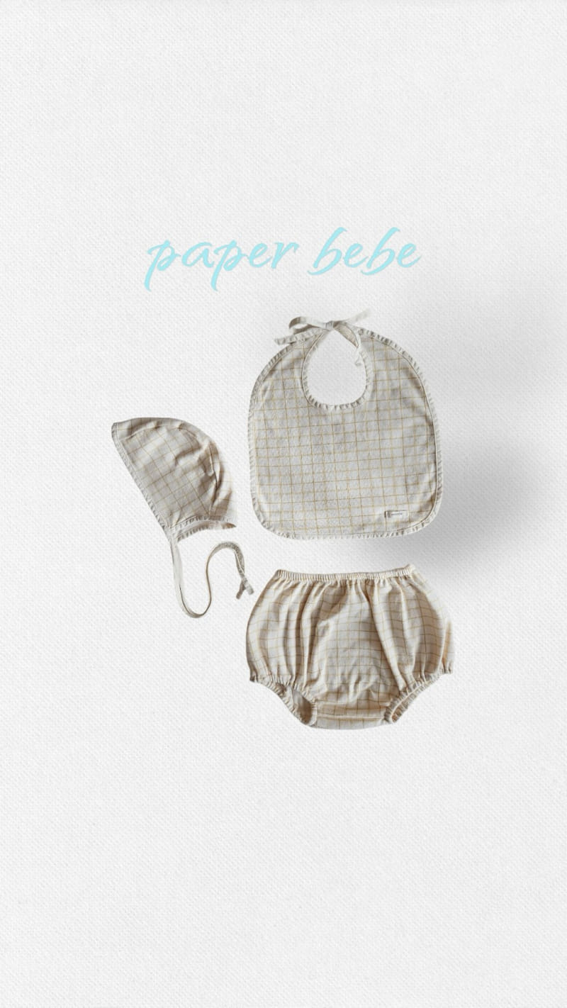 Paper Studios - Korean Baby Fashion - #babylifestyle - Check Bourma Bib Set - 5