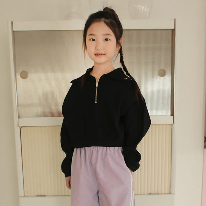Peach-Cream - Korean Children Fashion - #designkidswear - Collar Semi Crop Half Zip Up