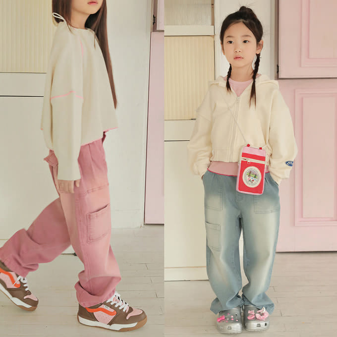 Peach-Cream - Korean Children Fashion - #minifashionista - Pocket C Pants