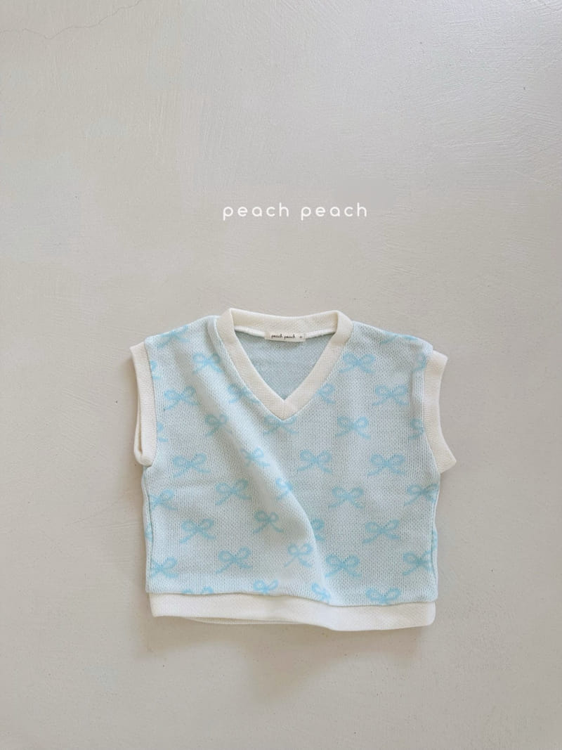 Peach-peach - Korean Children Fashion - #kidsstore - Ribbon Vest - 3
