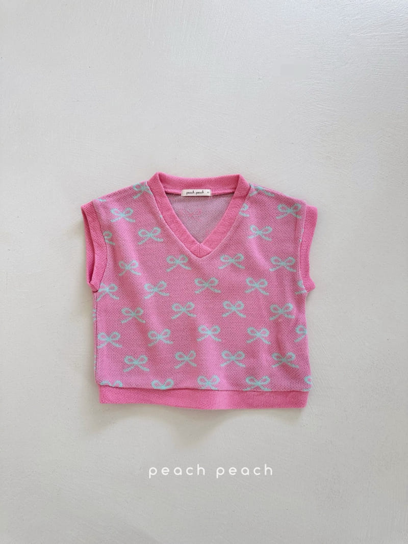 Peach-peach - Korean Children Fashion - #kidsstore - Ribbon Vest - 4