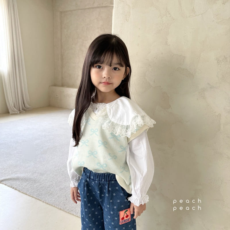 Peach-peach - Korean Children Fashion - #littlefashionista - Ribbon Vest - 6