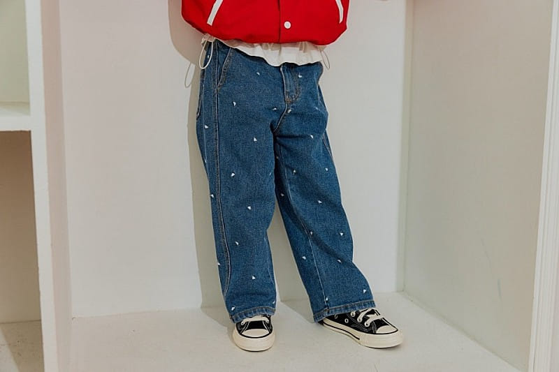 Peanut - Korean Children Fashion - #childrensboutique - Heart Dneim Pants