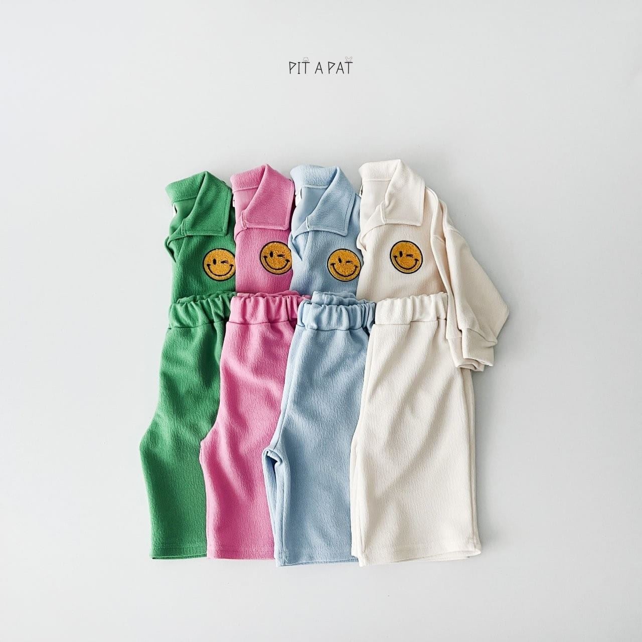 Pitapat - Korean Children Fashion - #kidsstore - Smiley Terry Top Bottom Set - 2