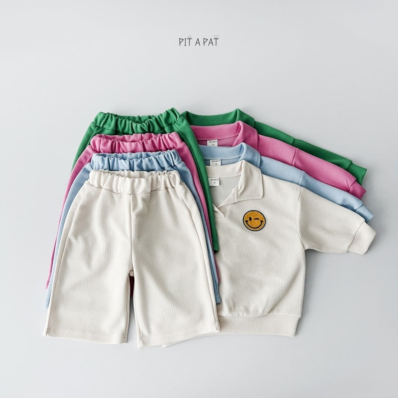 Pitapat - Korean Children Fashion - #kidzfashiontrend - Smiley Terry Top Bottom Set - 3