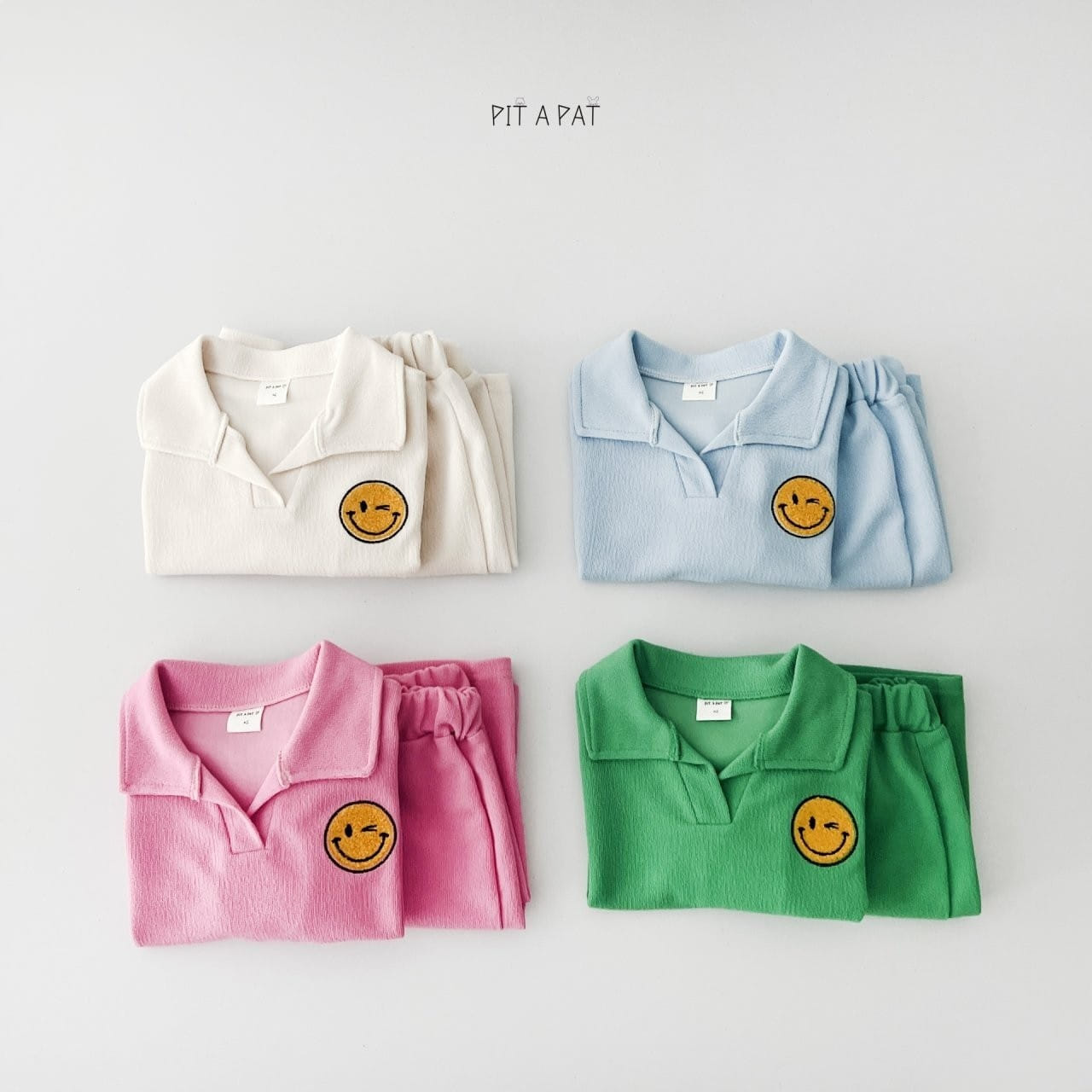 Pitapat - Korean Children Fashion - #stylishchildhood - Smiley Terry Top Bottom Set - 11