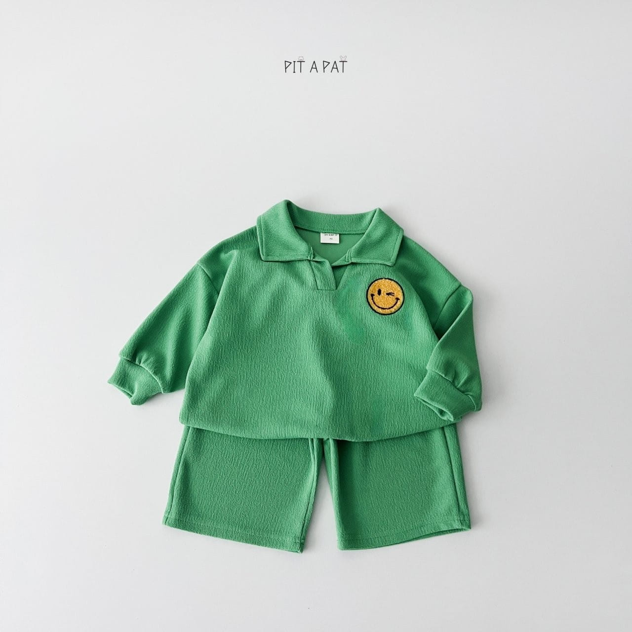 Pitapat - Korean Children Fashion - #todddlerfashion - Smiley Terry Top Bottom Set - 9