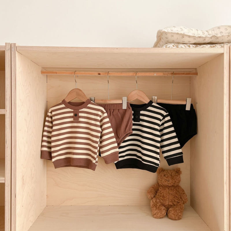 Reve Kid - Korean Baby Fashion - #babyfashion - ST Button Top Bottom Set