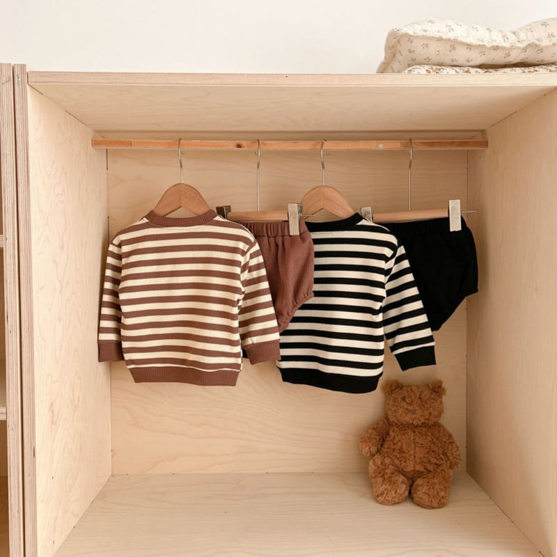 Reve Kid - Korean Baby Fashion - #babyfever - ST Button Top Bottom Set - 2