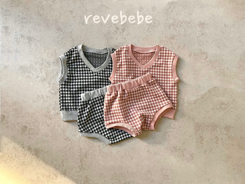 Reve Kid - Korean Baby Fashion - #babyfever - V Check Top Bottom Set
