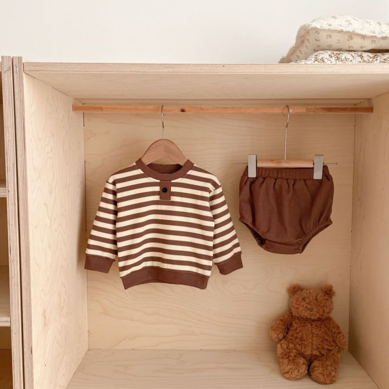 Reve Kid - Korean Baby Fashion - #babygirlfashion - ST Button Top Bottom Set - 3