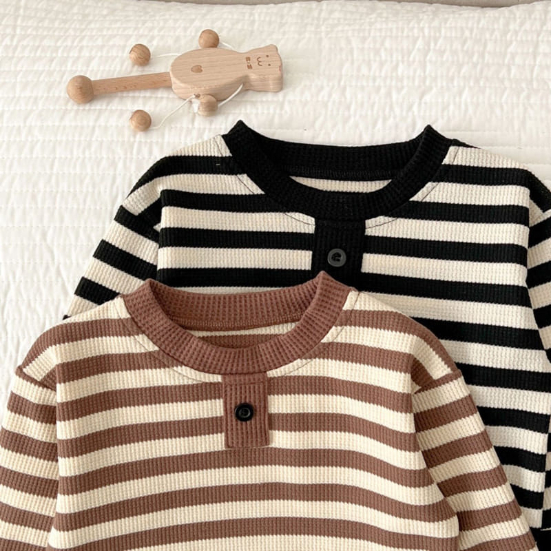 Reve Kid - Korean Baby Fashion - #babyoninstagram - ST Button Top Bottom Set - 5