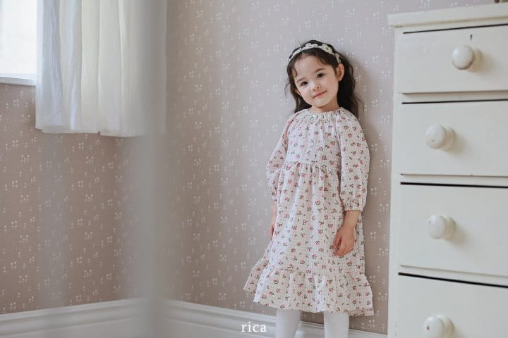 Rica - Korean Children Fashion - #designkidswear - Check Flower One-Piece - 7