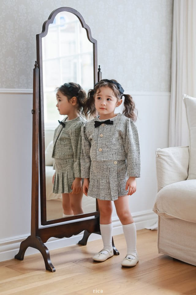Rica - Korean Children Fashion - #littlefashionista - Tweed Top Bottom Set - 2