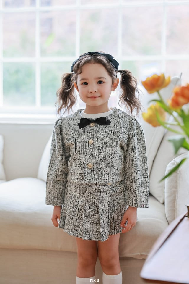 Rica - Korean Children Fashion - #prettylittlegirls - Tweed Top Bottom Set - 5