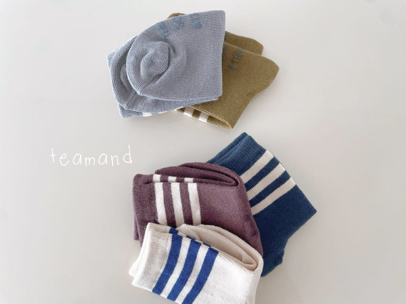 Teamand - Korean Children Fashion - #discoveringself - Three Line Socks Set