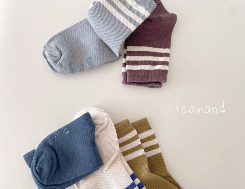 Teamand - Korean Children Fashion - #kidsshorts - Three Line Socks Set - 3