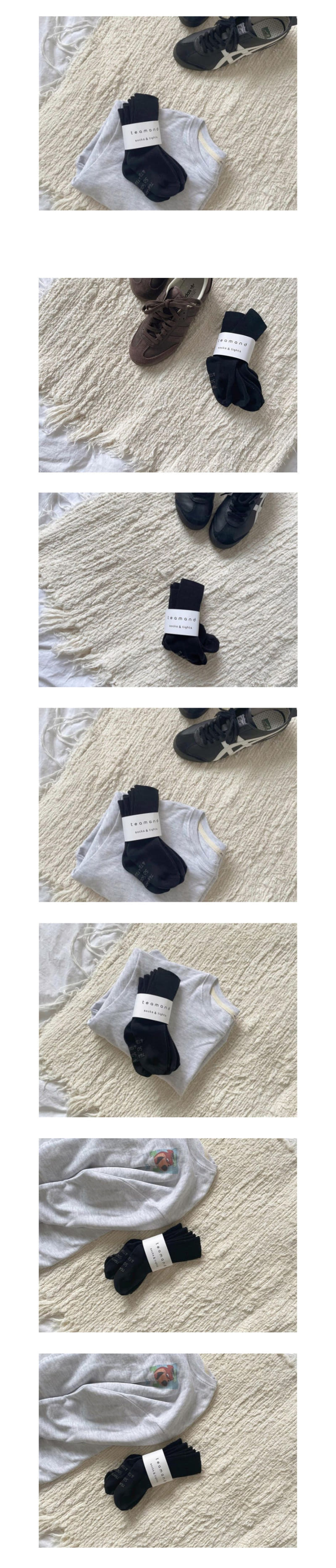 Teamand - Korean Children Fashion - #kidsstore - Oreo Black Socks Set With Adult - 3