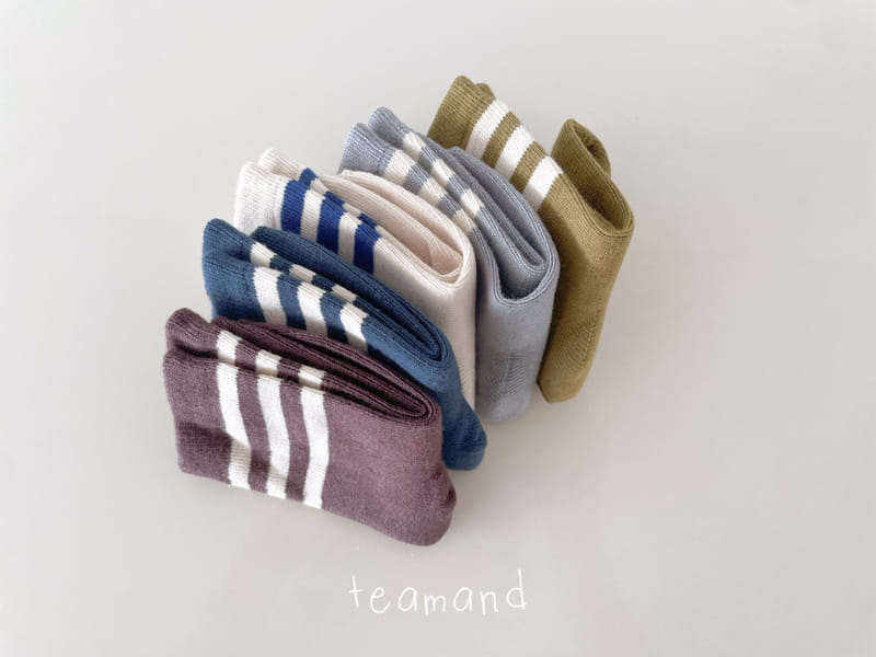 Teamand - Korean Children Fashion - #kidsshorts - Three Line Socks Set - 4