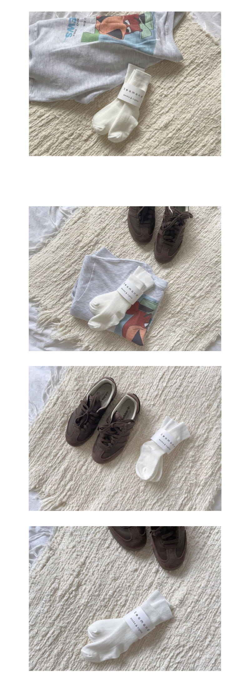 Teamand - Korean Children Fashion - #kidzfashiontrend - Oreo White Socks Set With Adult - 3