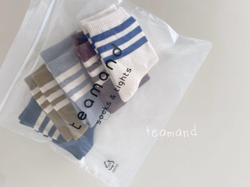 Teamand - Korean Children Fashion - #littlefashionista - Three Line Socks Set - 7