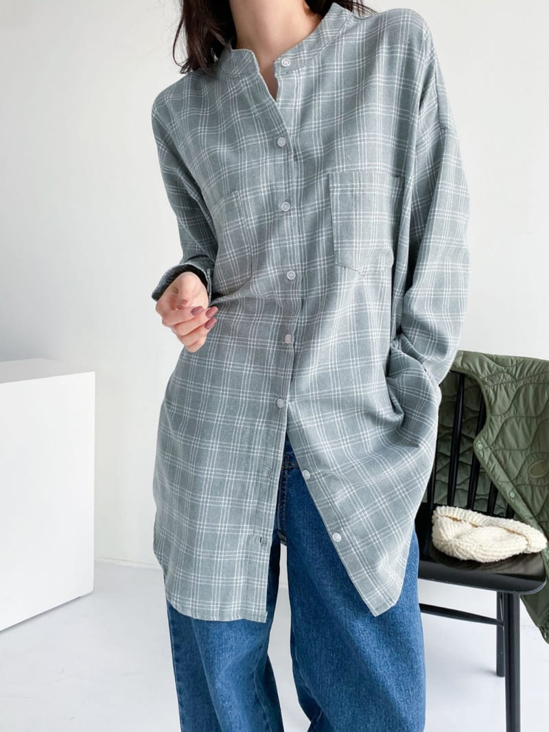 Theggllim - Korean Women Fashion - #momslook - Henry Check Shirt - 2