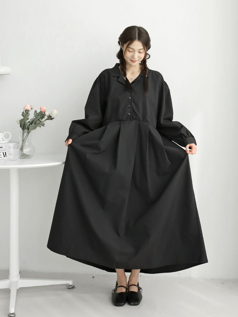 Theggllim - Korean Women Fashion - #thatsdarling - Open Collar One-Piece