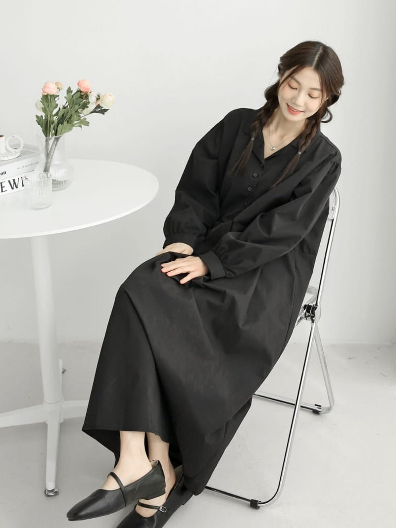 Theggllim - Korean Women Fashion - #womensfashion - Open Collar One-Piece - 6