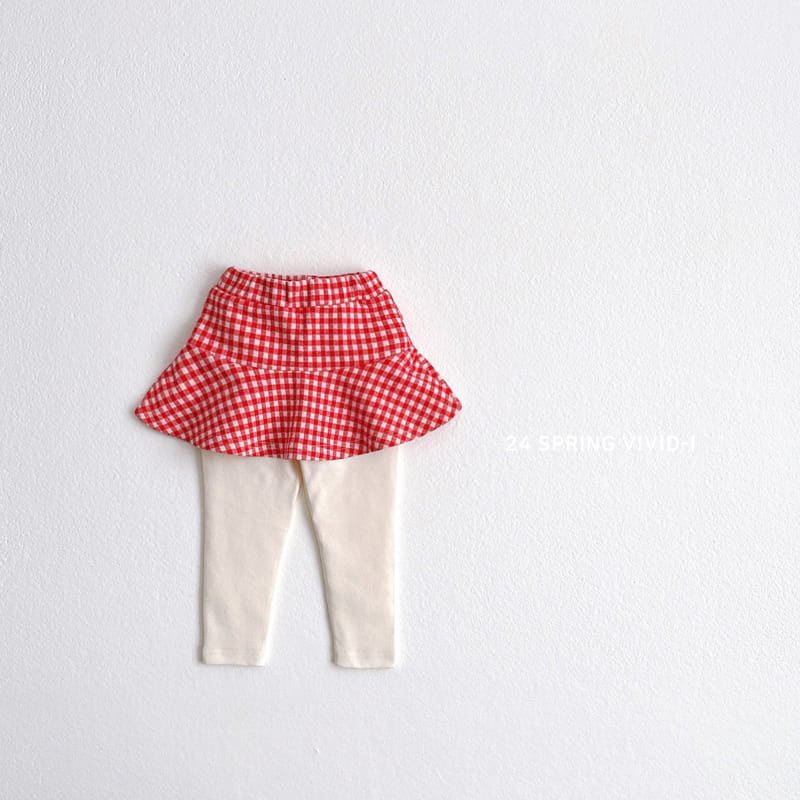 Vivid I - Korean Children Fashion - #kidzfashiontrend - Check Check Skirt Leggings - 4