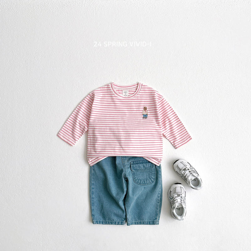 Vivid I - Korean Children Fashion - #childofig - 24 ST Bear Embroidery Single Tee - 11
