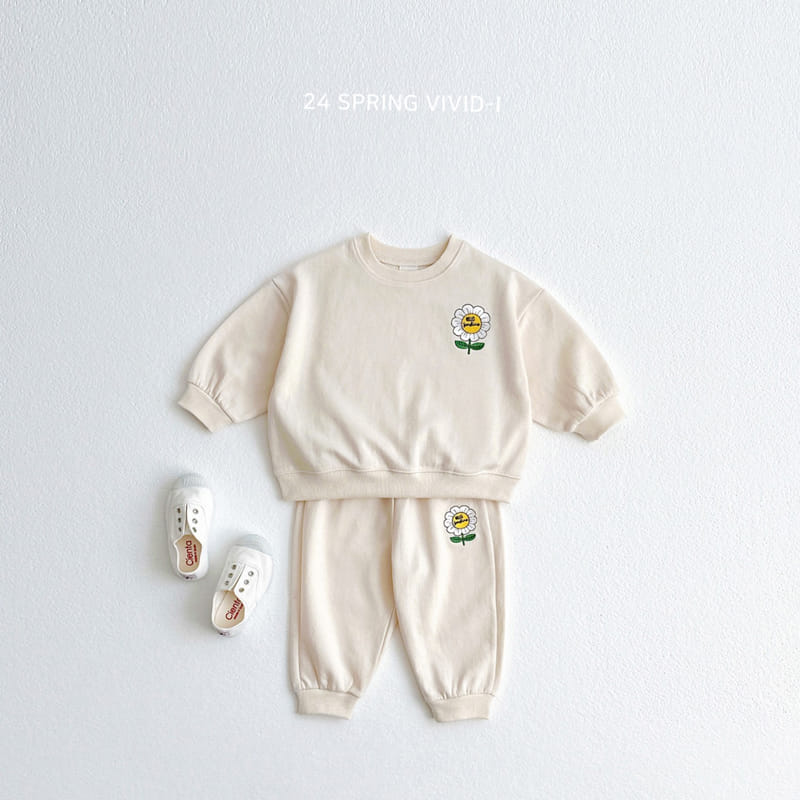 Vivid I - Korean Children Fashion - #designkidswear - Sun Flower Embroidery Top Bottom Set - 5