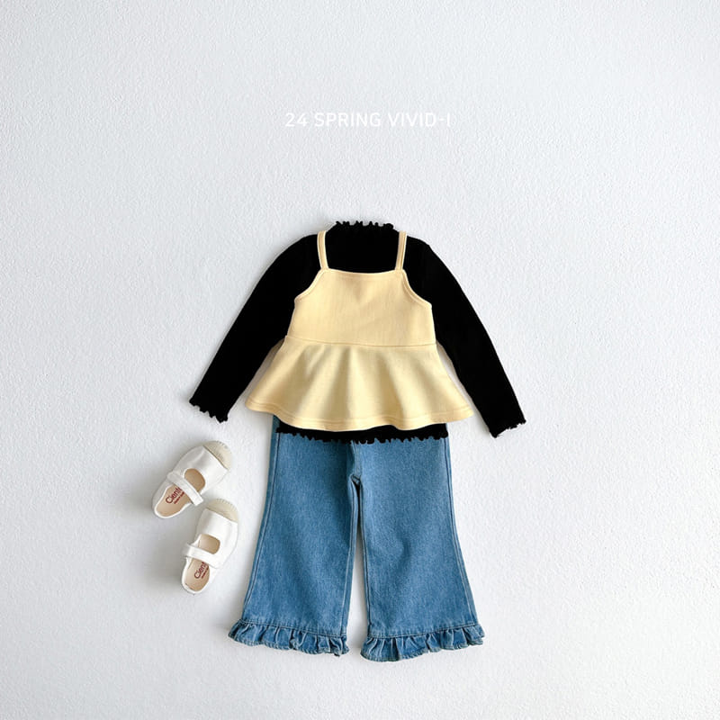 Vivid I - Korean Children Fashion - #kidsshorts - Frill Wide Denim Pants - 11