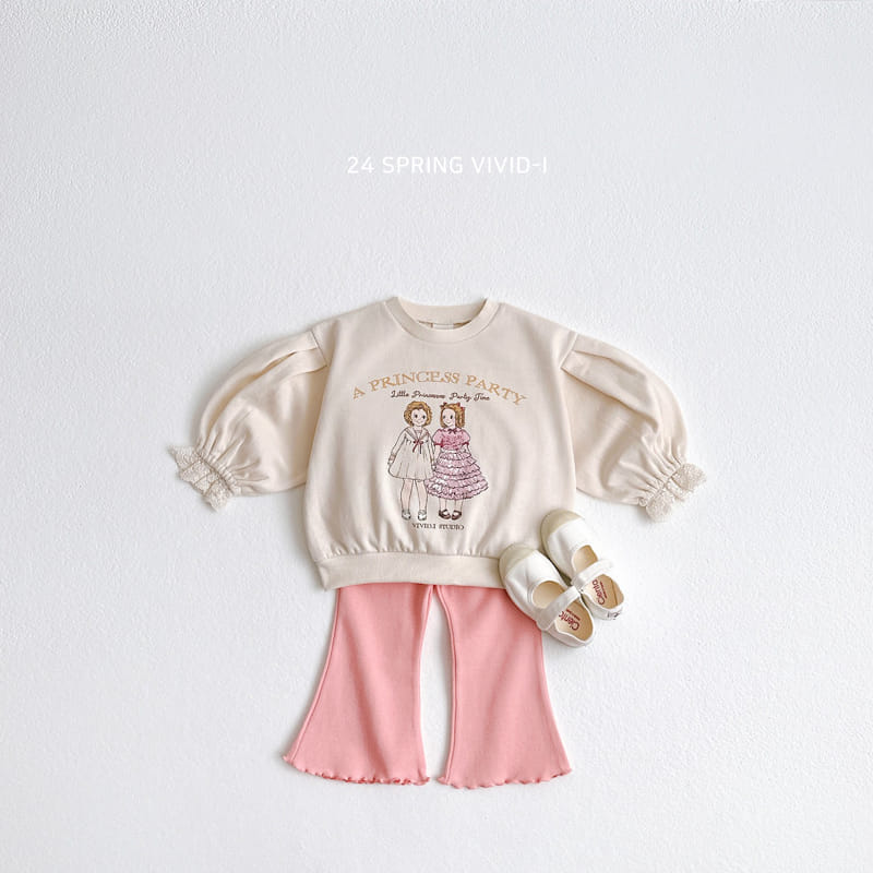 Vivid I - Korean Children Fashion - #kidsshorts - Lace Sleeve Sweatshirt - 10