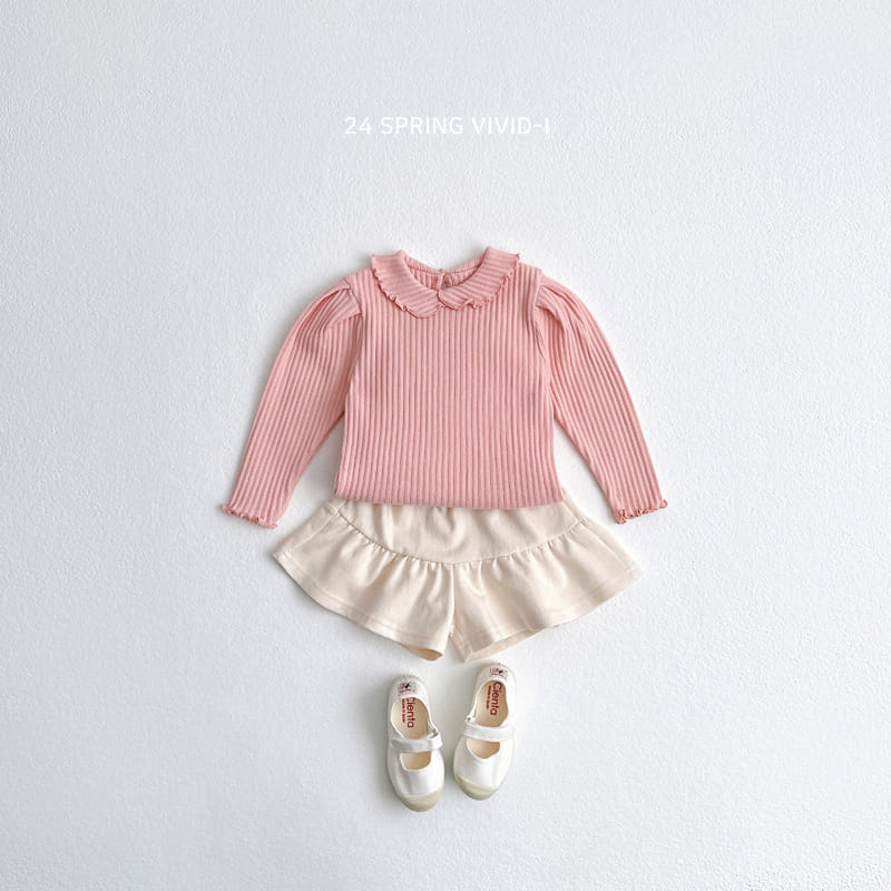 Vivid I - Korean Children Fashion - #kidsshorts - Collar Rib Terry Tee - 7