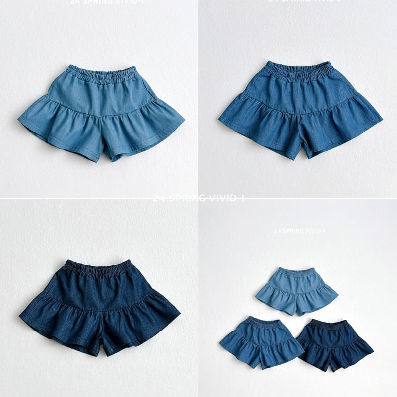 Vivid I - Korean Children Fashion - #kidzfashiontrend - Haeji Denim Skirt Pants - 2