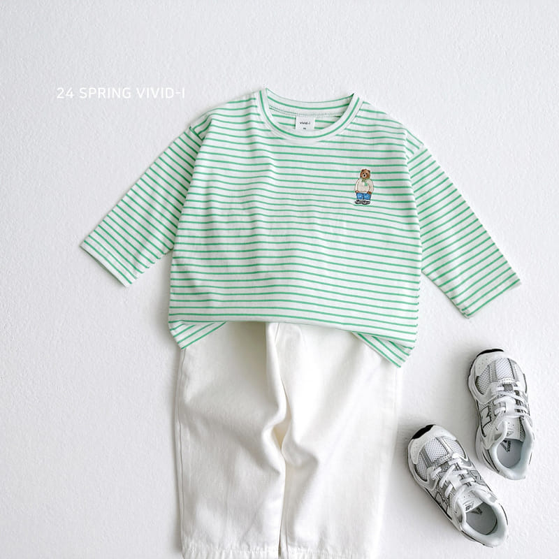 Vivid I - Korean Children Fashion - #magicofchildhood - 24 ST Bear Embroidery Single Tee - 5