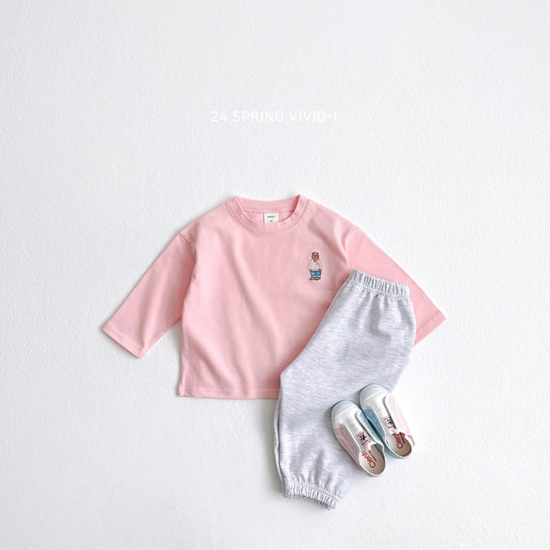 Vivid I - Korean Children Fashion - #littlefashionista - 24 Bear Embroidery Single Tee - 4