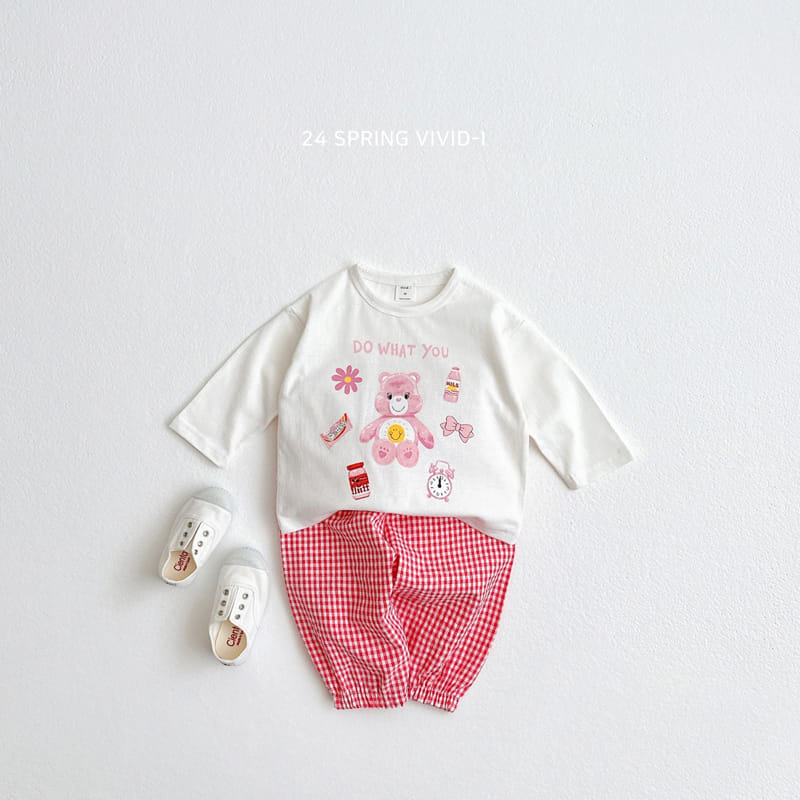 Vivid I - Korean Children Fashion - #minifashionista - Bear Check Top Bottom Set - 9