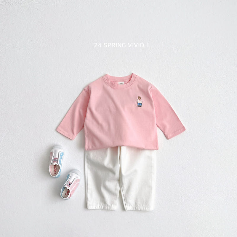 Vivid I - Korean Children Fashion - #minifashionista - 24 Bear Embroidery Single Tee - 5