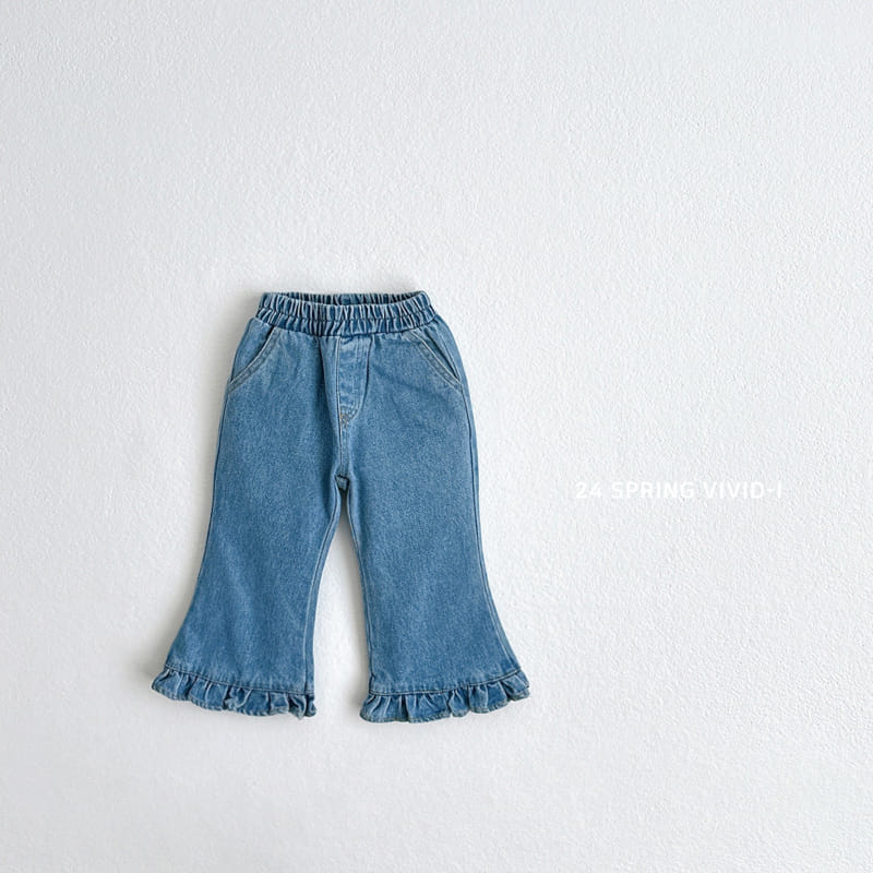 Vivid I - Korean Children Fashion - #prettylittlegirls - Frill Wide Denim Pants - 2
