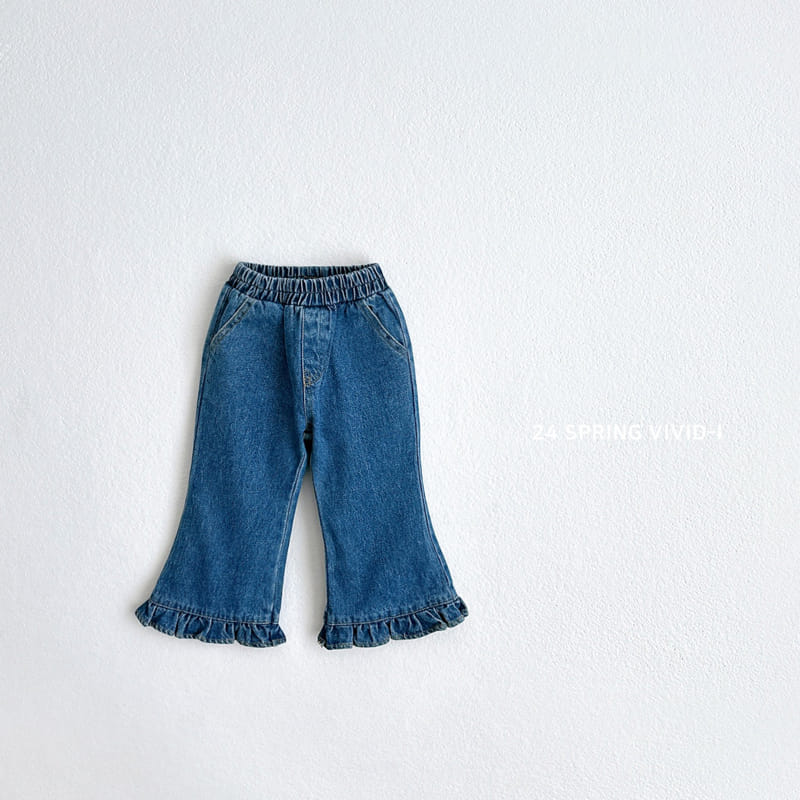 Vivid I - Korean Children Fashion - #todddlerfashion - Frill Wide Denim Pants - 3