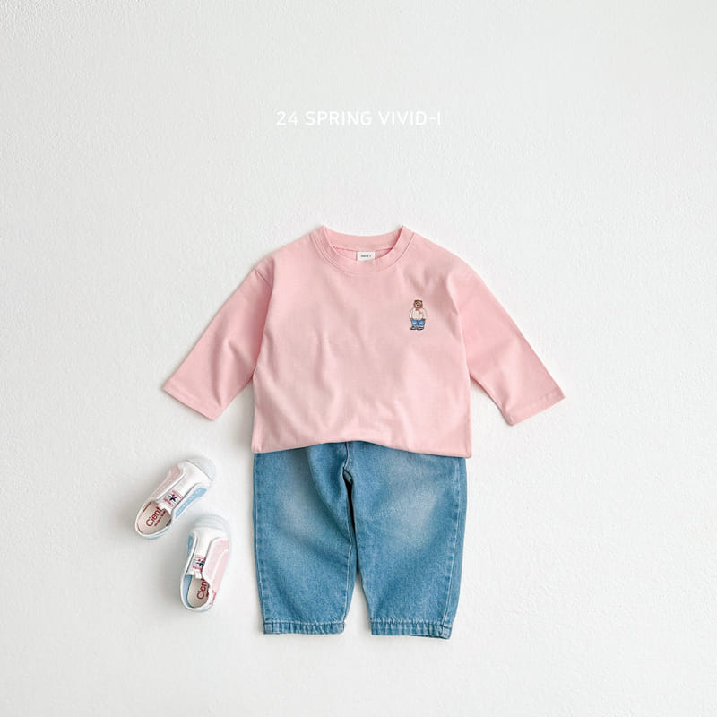 Vivid I - Korean Children Fashion - #todddlerfashion - 24 Bear Embroidery Single Tee - 7